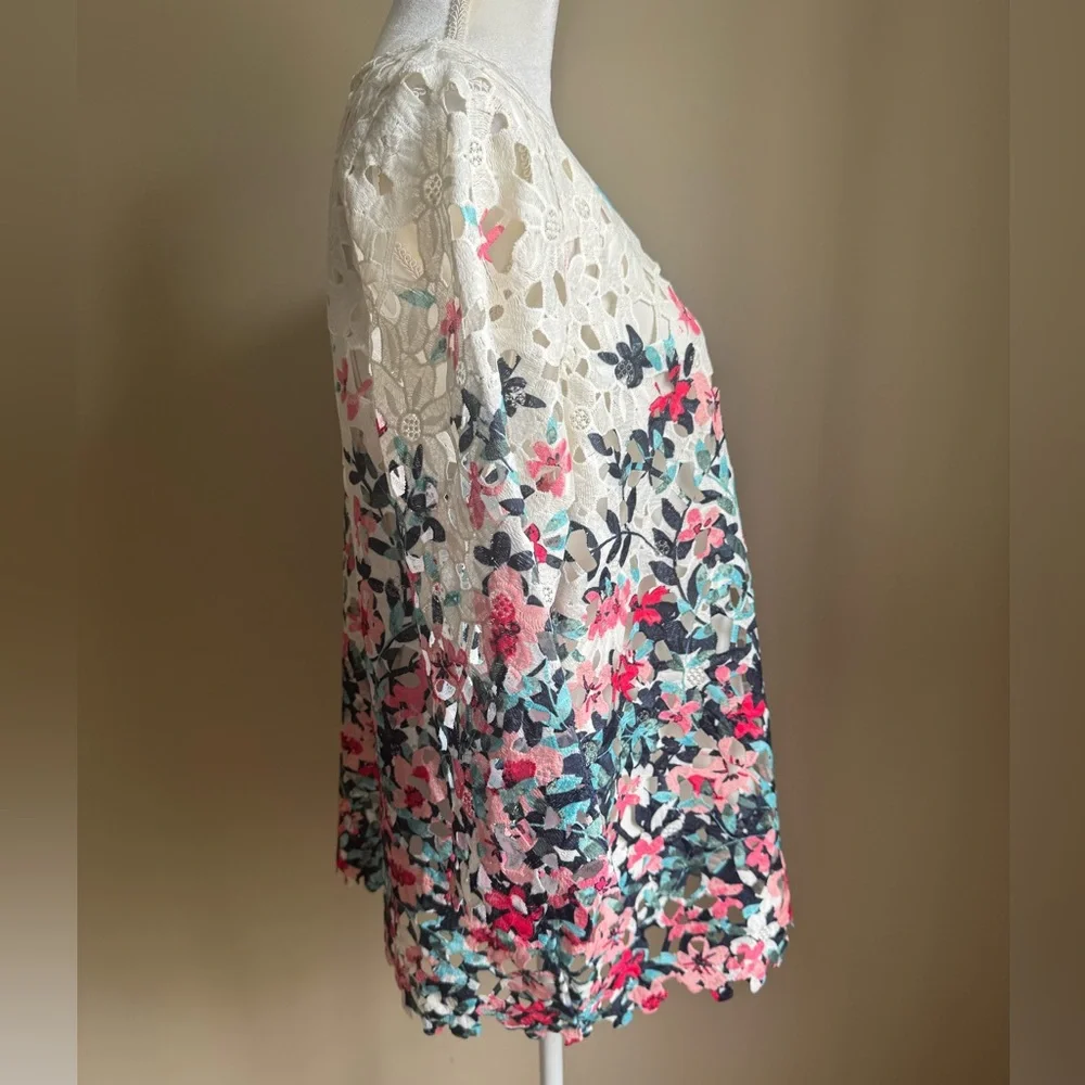 Charter Club Floral Lace Petite Top - Picture 4 of 7
